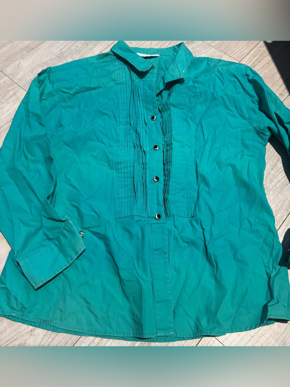 Roper Teal Pintuck Button-Front Women's Shirt